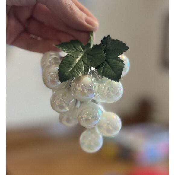 Vintage Christmas Hand Blown Iridescent Glass Grape Cluster Ornaments Lot Of 21 - Picture 5 of 5